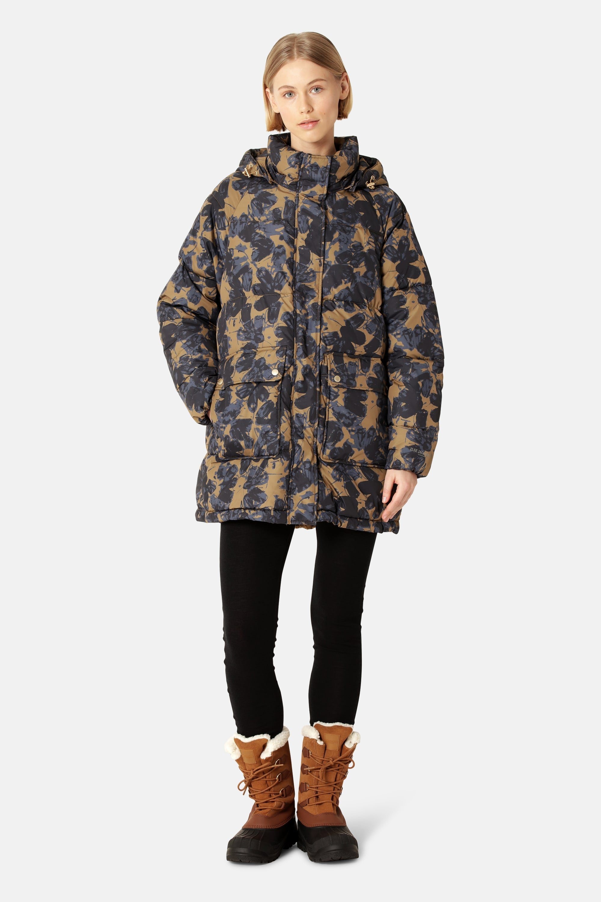 Oversized Padded Coat - Beige Butterfly